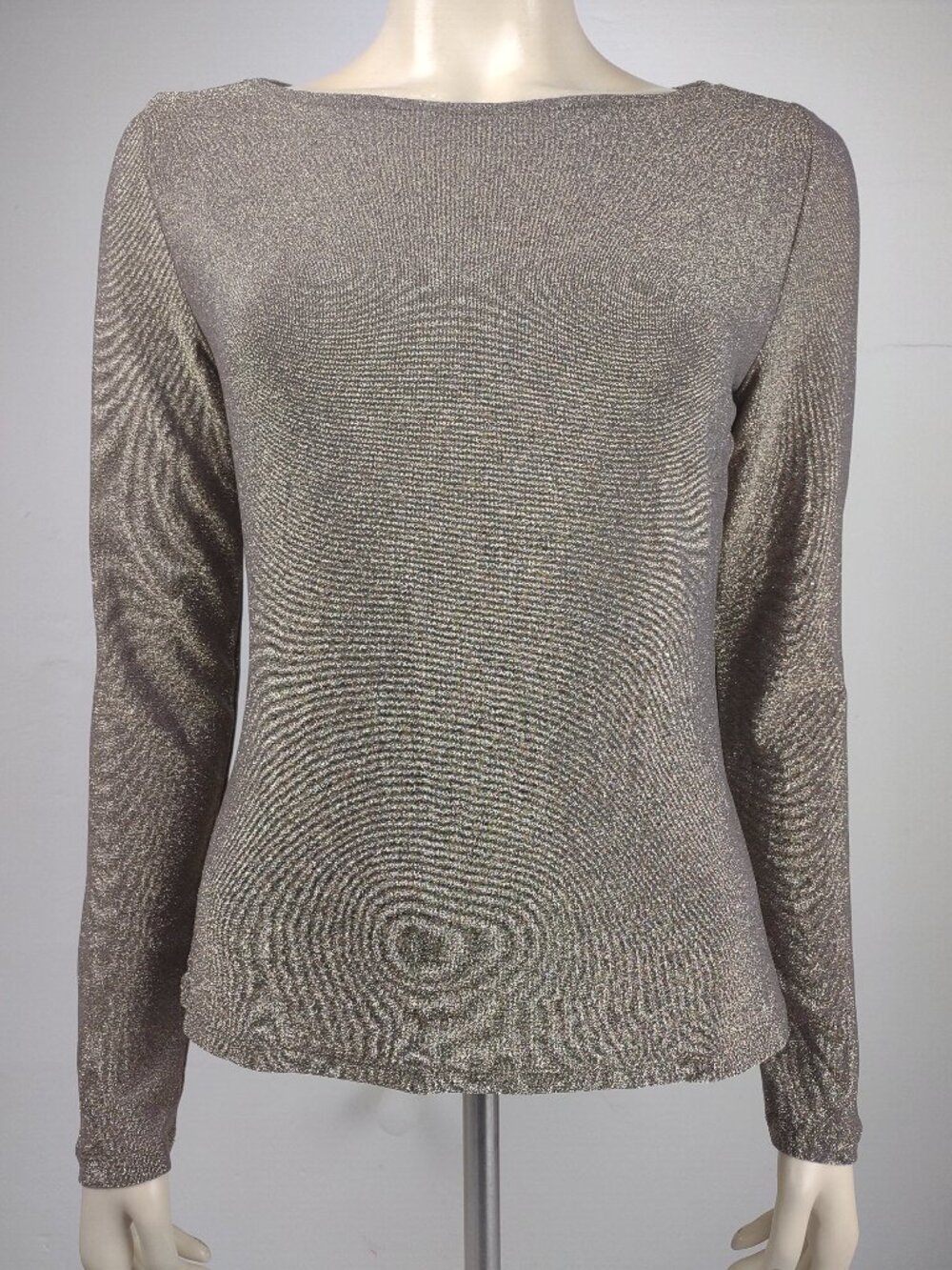NWT Banana Republic gold metallic boat neck long sleeve blouse top ladies Medium